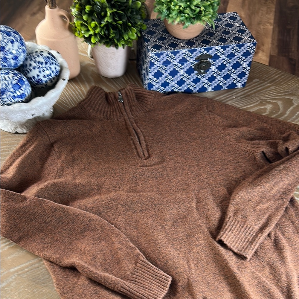 Men’s Croft and Barrow Brown Quarter Zip Chocolate Brown Marled Sweater